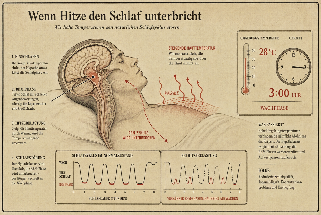 Anatomie-Diagramm: Wie überhitzte Haut deinen Schlaf zerstört